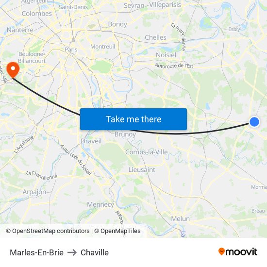 Marles-En-Brie to Chaville map