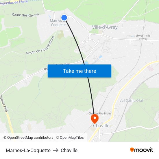 Marnes-La-Coquette to Chaville map