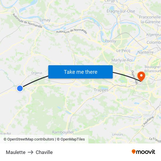Maulette to Chaville map