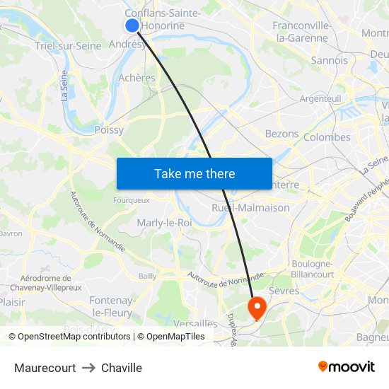 Maurecourt to Chaville map