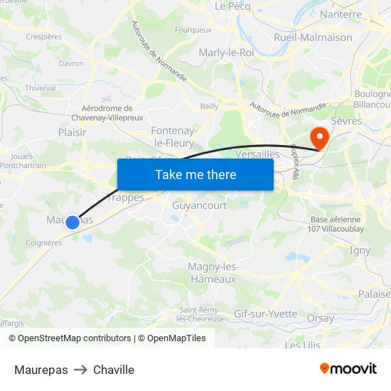 Maurepas to Chaville map