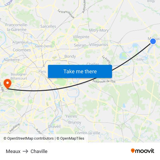 Meaux to Chaville map