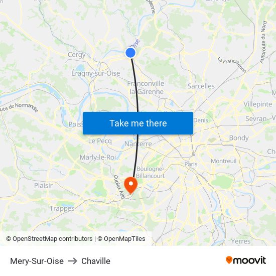 Mery-Sur-Oise to Chaville map