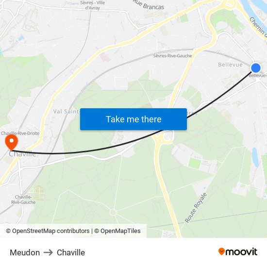 Meudon to Chaville map