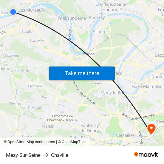 Mezy-Sur-Seine to Chaville map