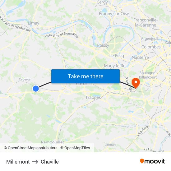 Millemont to Chaville map