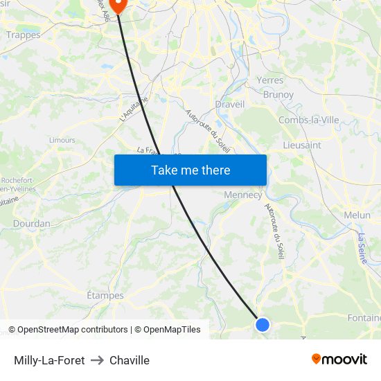 Milly-La-Foret to Chaville map