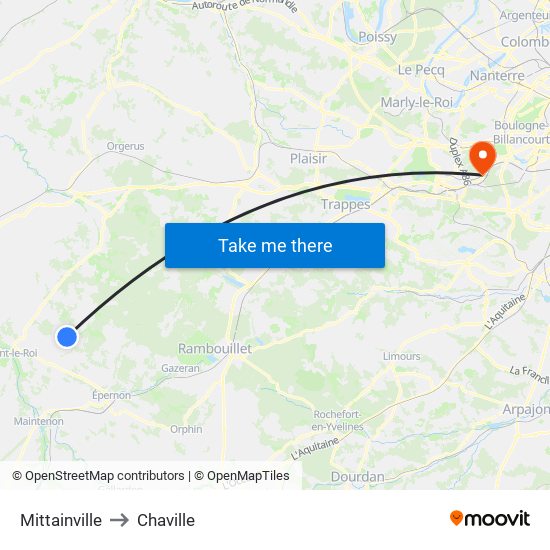 Mittainville to Chaville map