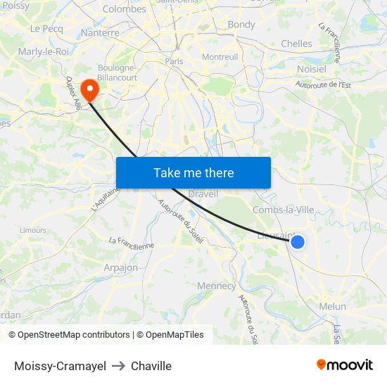 Moissy-Cramayel to Chaville map