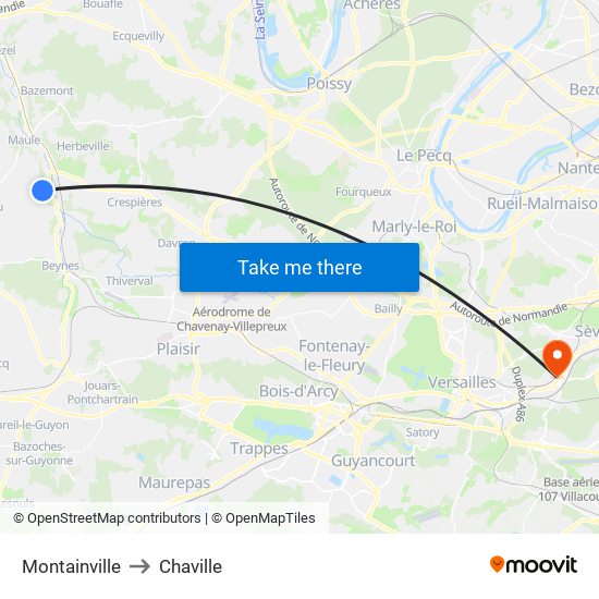 Montainville to Chaville map