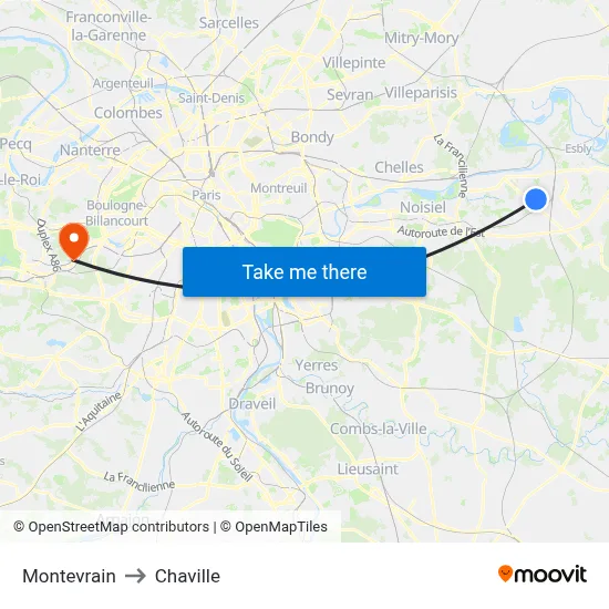 Montevrain to Chaville map