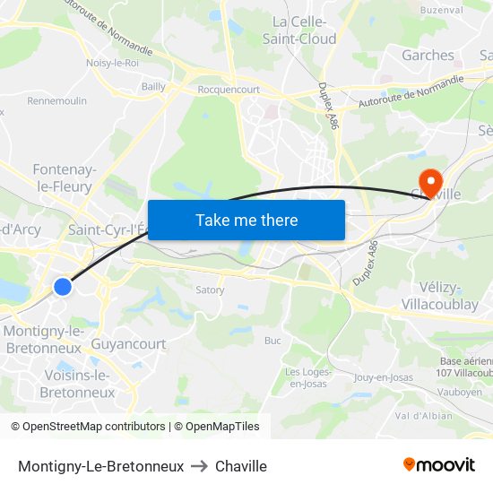 Montigny-Le-Bretonneux to Chaville map