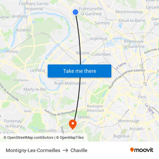 Montigny-Les-Cormeilles to Chaville map