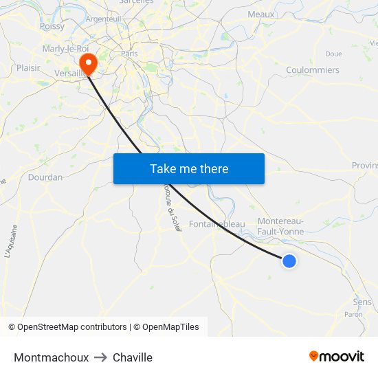 Montmachoux to Chaville map