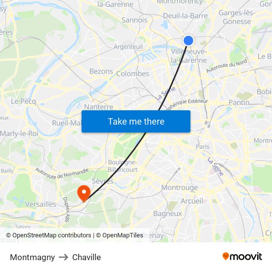 Montmagny to Chaville map