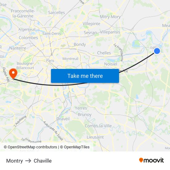 Montry to Chaville map