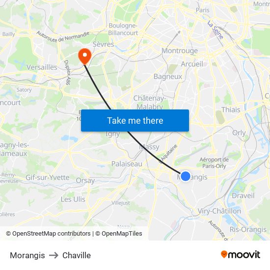 Morangis to Chaville map