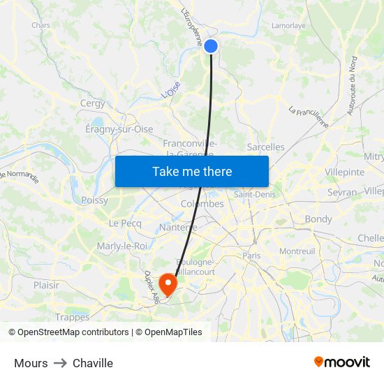 Mours to Chaville map