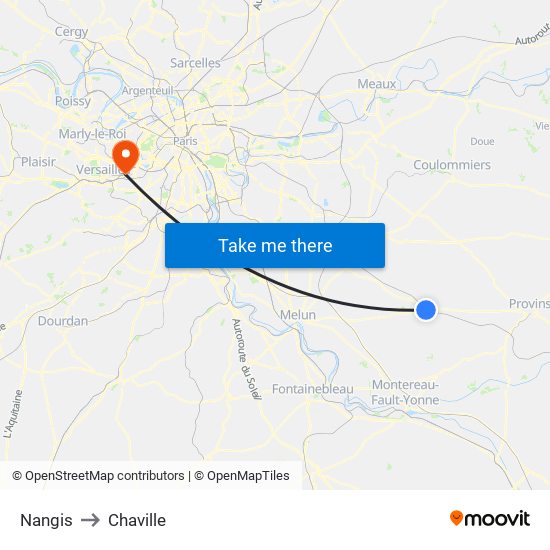 Nangis to Chaville map