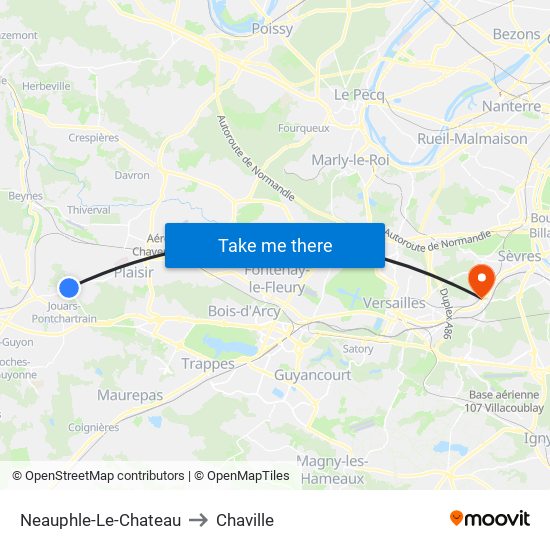 Neauphle-Le-Chateau to Chaville map