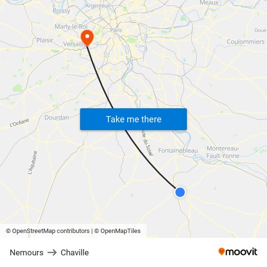 Nemours to Chaville map