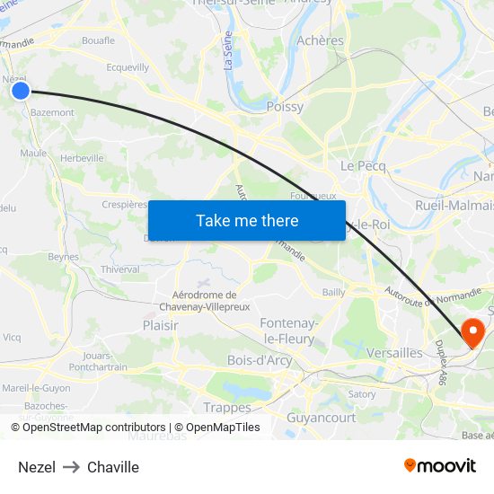 Nezel to Chaville map