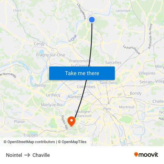 Nointel to Chaville map