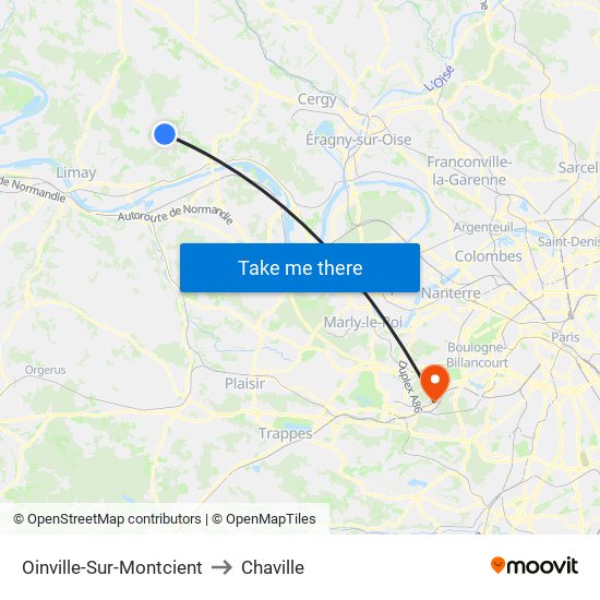 Oinville-Sur-Montcient to Chaville map