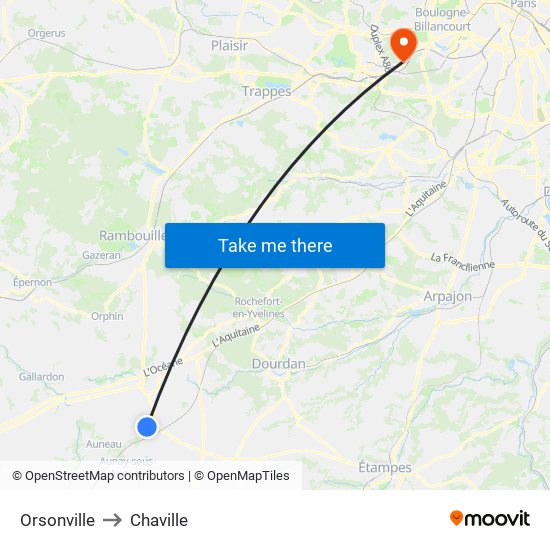 Orsonville to Chaville map