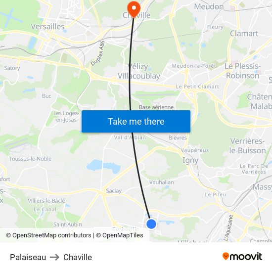 Palaiseau to Chaville map