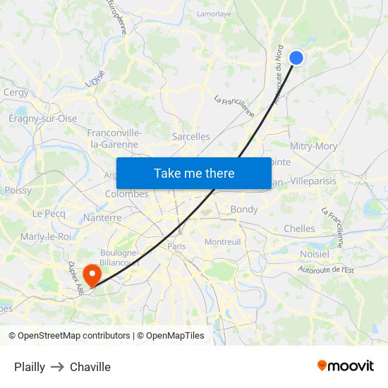 Plailly to Chaville map
