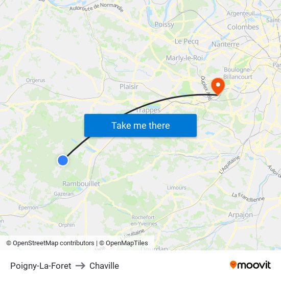 Poigny-La-Foret to Chaville map