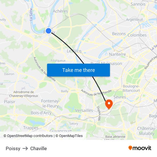 Poissy to Chaville map