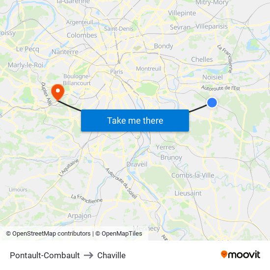 Pontault-Combault to Chaville map