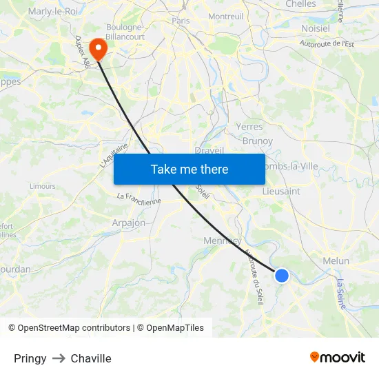 Pringy to Chaville map