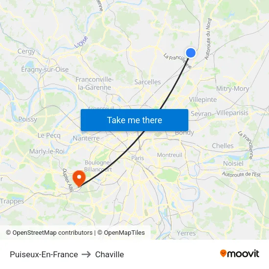 Puiseux-En-France to Chaville map