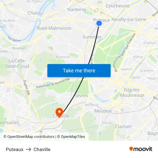 Puteaux to Chaville map