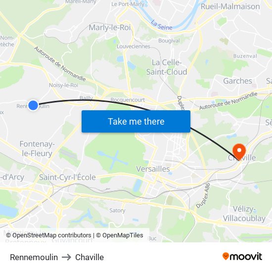 Rennemoulin to Chaville map