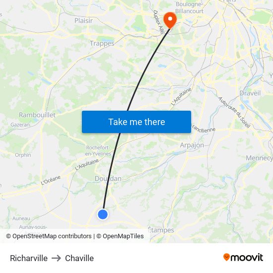 Richarville to Chaville map