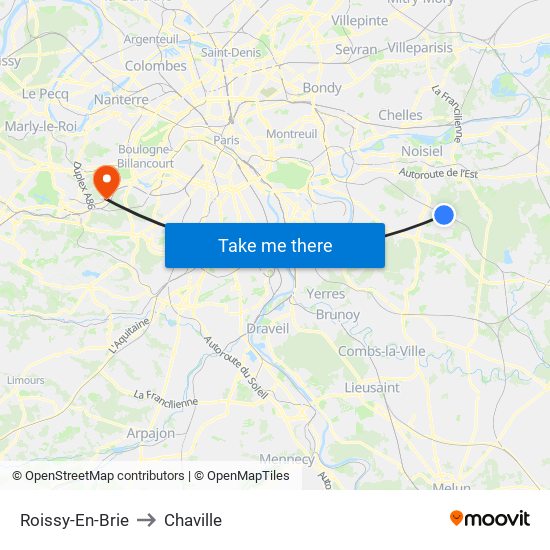 Roissy-En-Brie to Chaville map