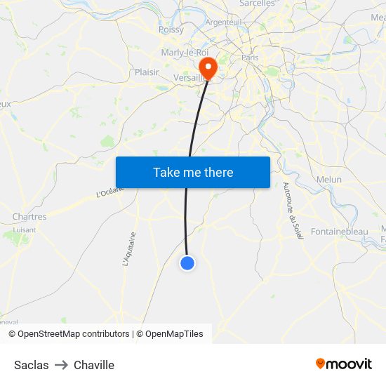 Saclas to Chaville map