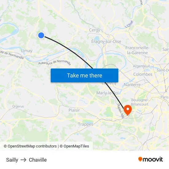 Sailly to Chaville map