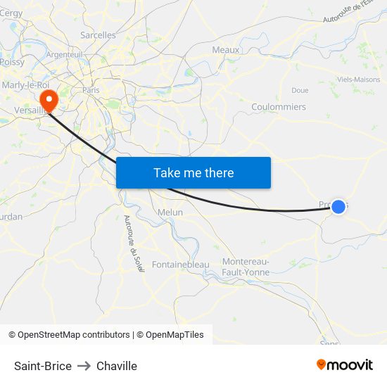 Saint-Brice to Chaville map