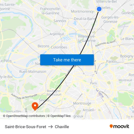 Saint-Brice-Sous-Foret to Chaville map