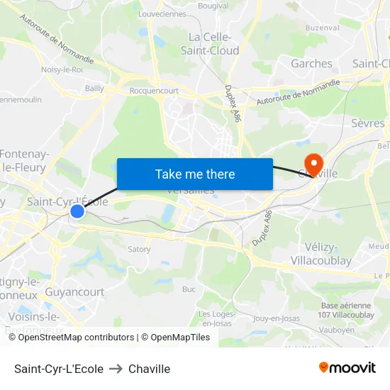 Saint-Cyr-L'Ecole to Chaville map