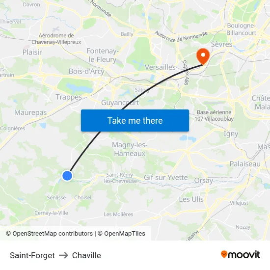 Saint-Forget to Chaville map