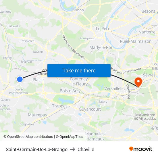 Saint-Germain-De-La-Grange to Chaville map