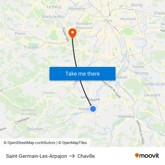 Saint-Germain-Les-Arpajon to Chaville map