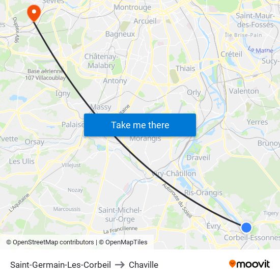 Saint-Germain-Les-Corbeil to Chaville map