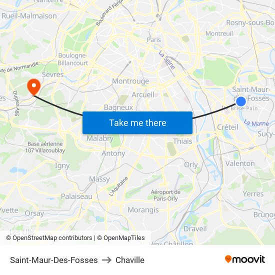 Saint-Maur-Des-Fosses to Chaville map